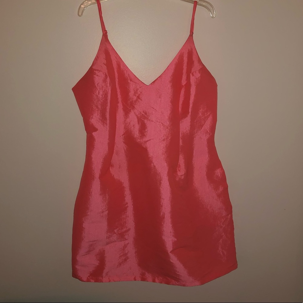Pink satin mini dress